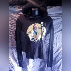 Nightmare before Christmas WOMEN MD bk long sleeve hooded tee shirt rare vintage